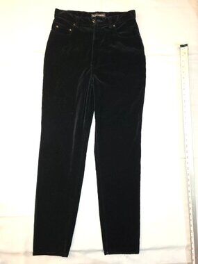 Banana Republic Black Velvet Straight Leg Pants Women's Size 12 Cotton Blend Dre